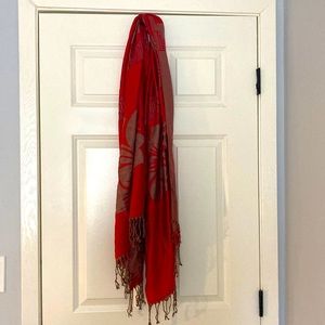 Silky red floral Scarf/wrap